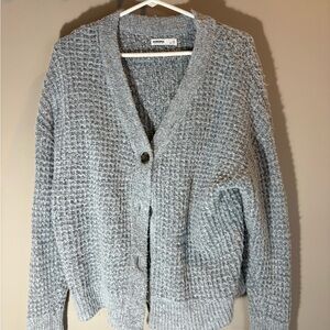 Sonoma Light Gray Chunky V-Neck Button Cardigan